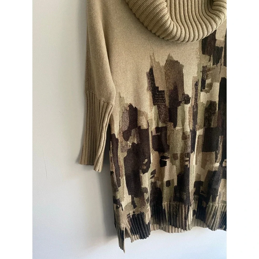 Wearable Art! Nie + Zoe Abstract Cowl Neck Sweater size M - Picture 4 of 9